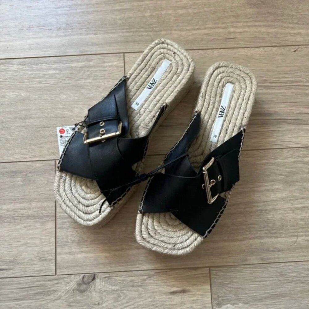 Zara Platform Espadrille Sandals EUR 38